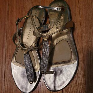 Martinez Valero. Gold Sandals.  Size 8. NWOB.